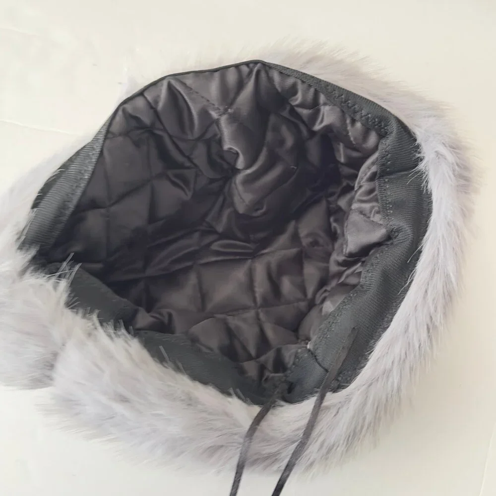 Gray Faux Fur Winter Bucket Hat Unisex One Size Fits Most